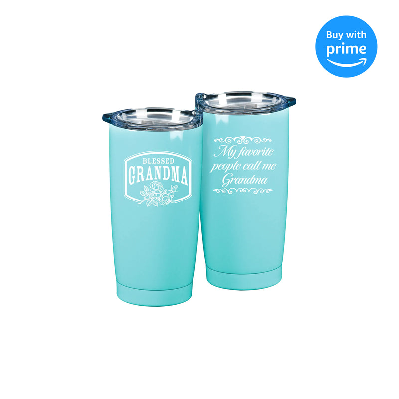 Blessed Grandma  Teal  10 x 3 x 3 Stainless Steel 20 Ounce Travel Mug With Lid