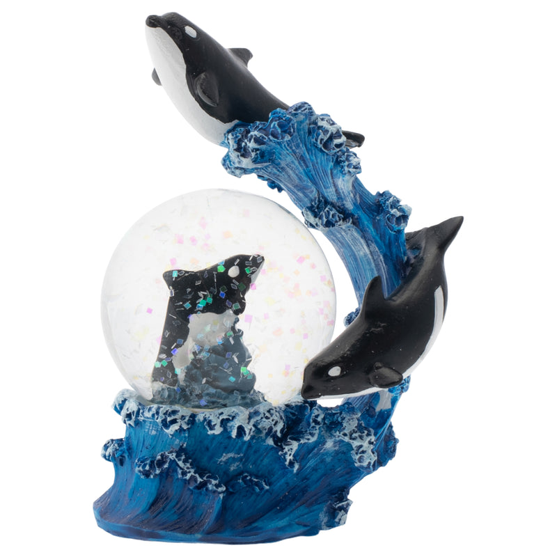 Tidal Wave Orca Pod Figurine 45MM Glitter Snow Globe Decoration