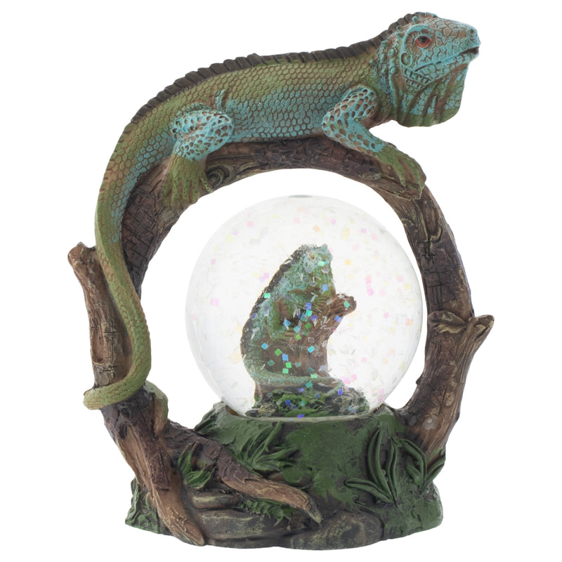 Green and Blue Scaled Iguana Figurine 45MM Glitter Snow Globe Decoration