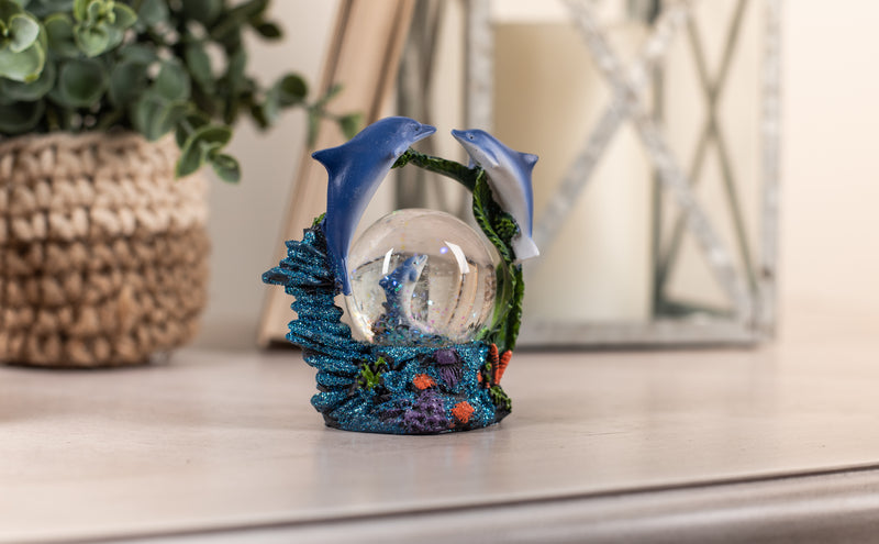 Elanze Designs Swimming Dolphin Family Figurine 45MM Glitter Snow Globe Decoration