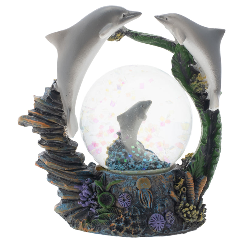 Elanze Designs Coral Reef Dolphin Family Figurine 45MM Glitter Snow Globe Decoration