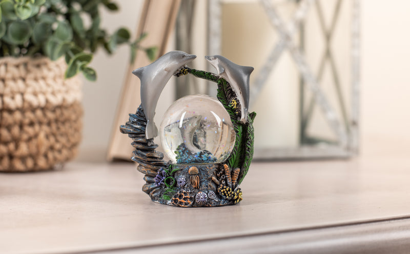 Elanze Designs Coral Reef Dolphin Family Figurine 45MM Glitter Snow Globe Decoration