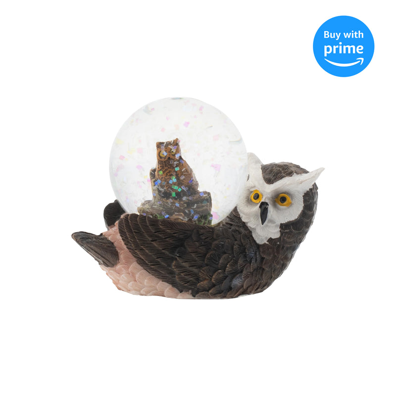 Mommy Owl and Owlet Figurine 45MM Glitter Snow Globe Decoration
