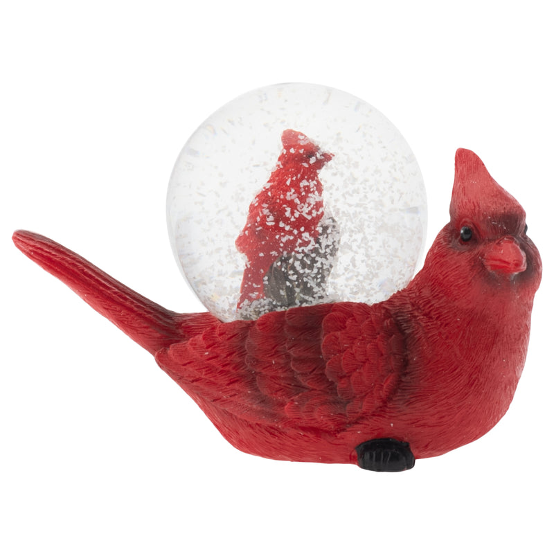 Mommy Red Cardinal and Baby Figurine 45MM Glitter Snow Globe Decoration