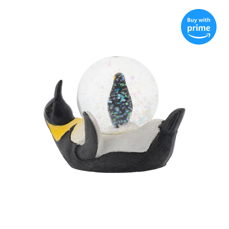 Yellow Neck Penguin Mommy and Chick Figurine 45MM Glitter Snow Globe Decoration
