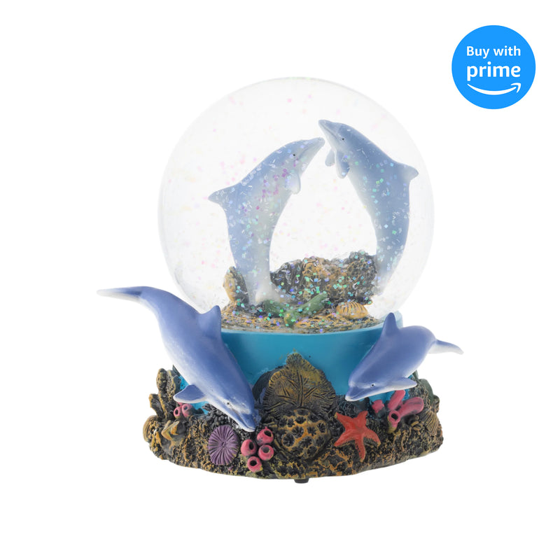 Coral Reef Dolphin Pod 100MM Musical Snow Globe Plays Tune Fur Elise
