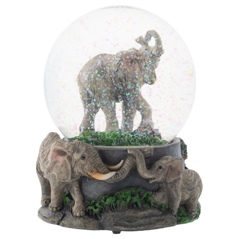 Elanze Designs Elephant Pride Family 100MM Musical Snow Globe Plays Tune Born Free