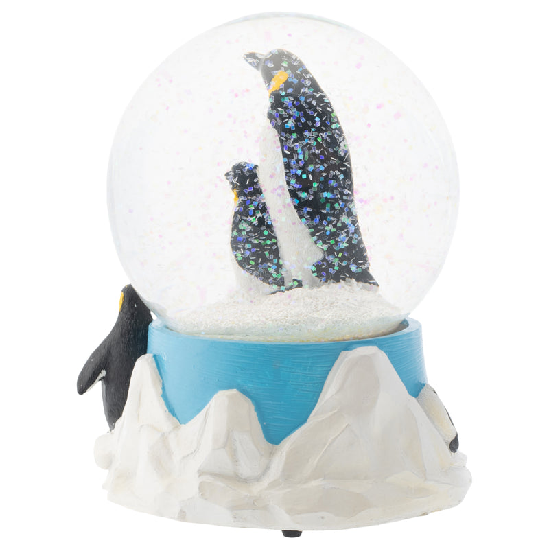 Elanze Designs King Penguin Family 100MM Musical Snow Globe Plays Tune Wonderful World