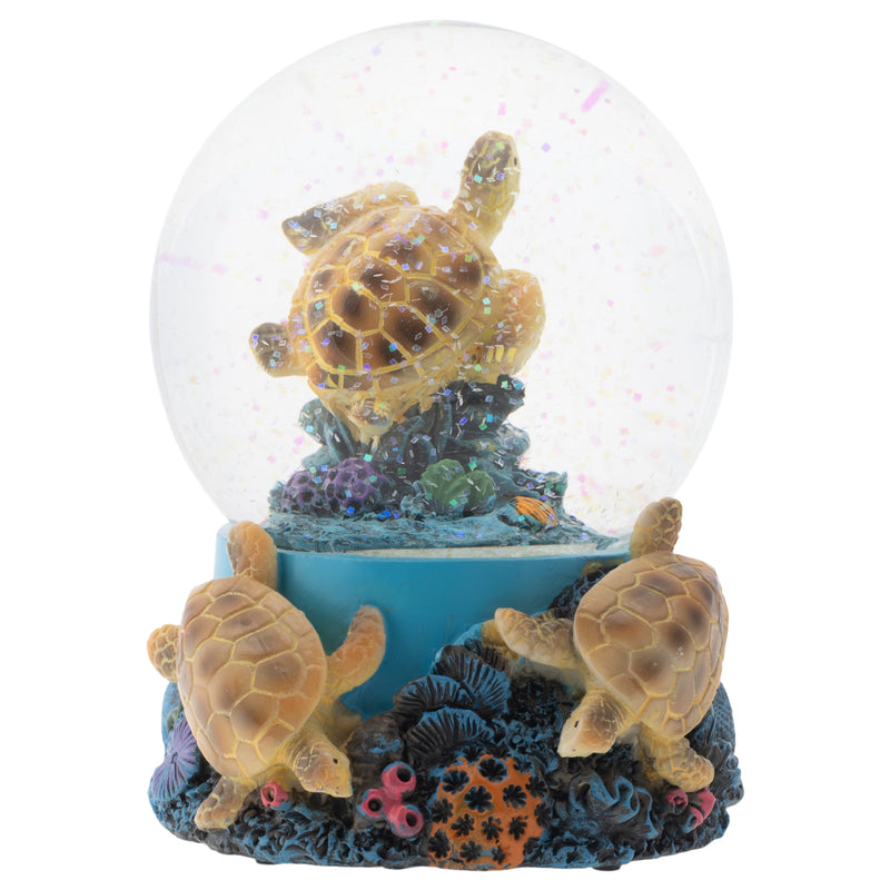 Elanze Designs Coral Reef Sea Turtles 100MM Musical Snow Globe Plays Tune Wonderful World