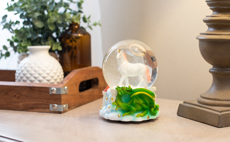 Majestic Unicorn and Dragon 100MM Musical Snow Globe Plays Tune You Are My Sunshine