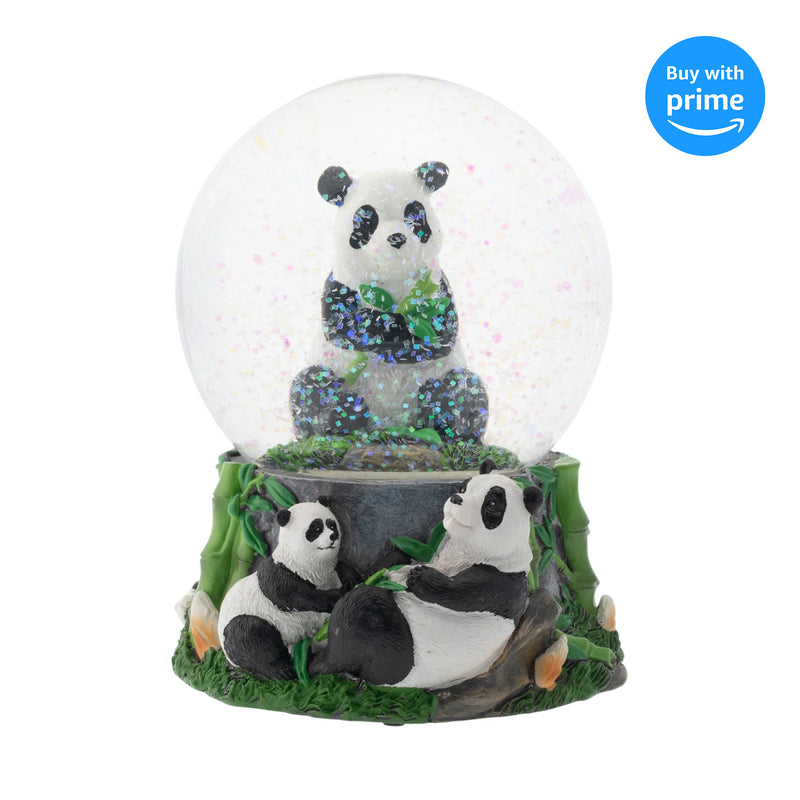 Elanze Designs Hugging Panda Bear Family 100MM Musical Snow Globe Plays Tune Born Free