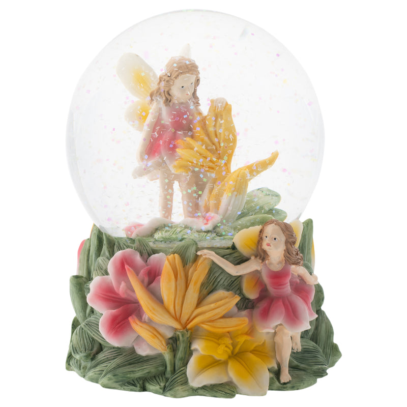 Yellow Lilly Fairy Friends 100MM Musical Snow Globe Plays Tune Fur Elise