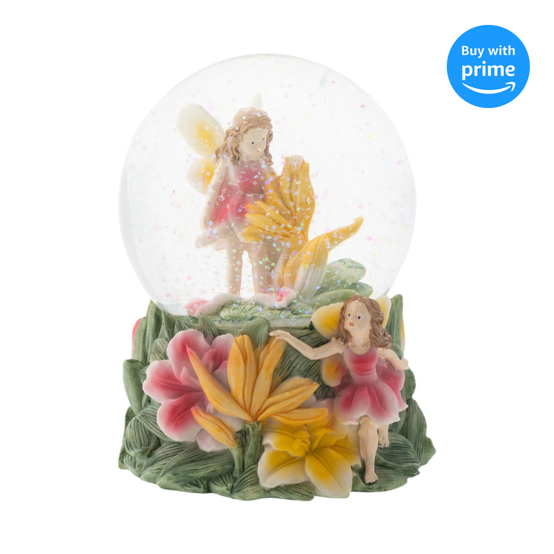 Yellow Lilly Fairy Friends 100MM Musical Snow Globe Plays Tune Fur Elise