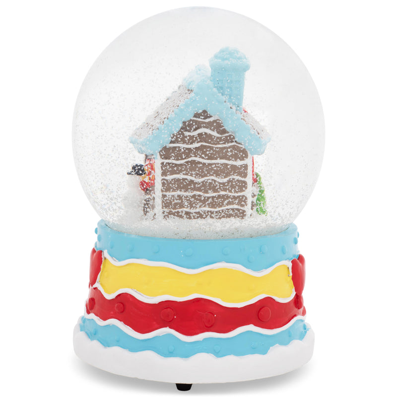 Gingerbread House Blue 5.7 x 3.9 Resin Stone Snow Globe Plays Deck the Halls