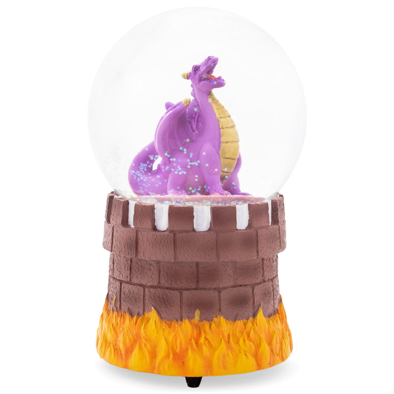 Dragon Castle Purple 5.5 x 3.5 Resin Glitter Globe Plays Fantasie Impromptu