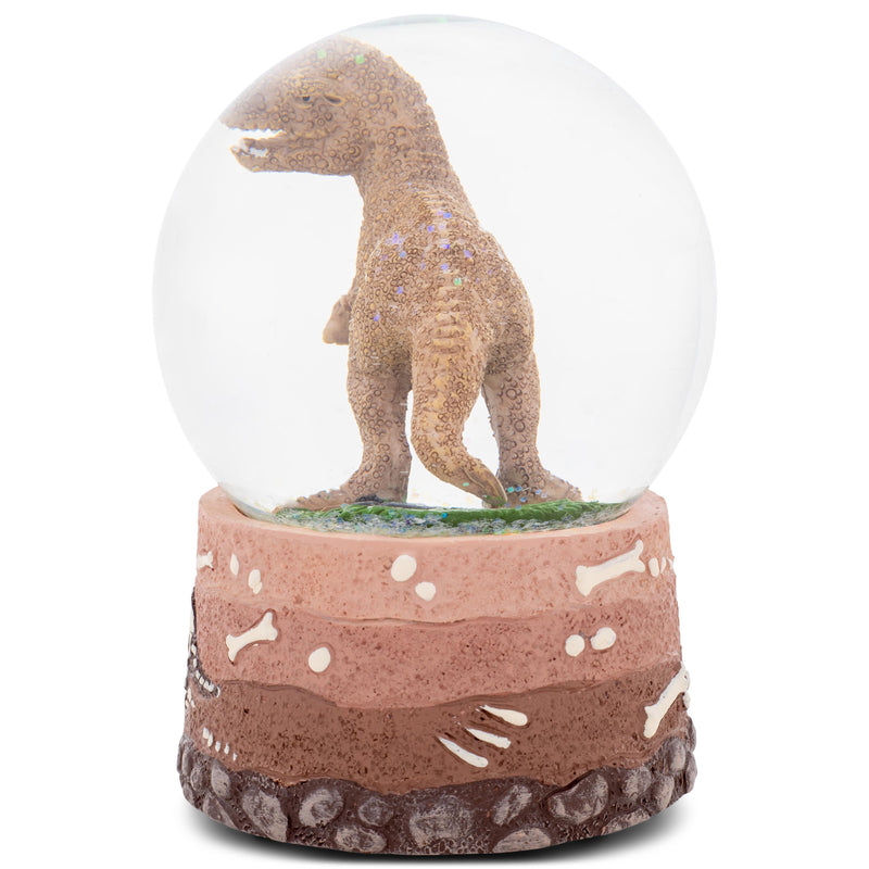 T-Rex Fossils Brown 5.5 x 3.9 Resin Stone Glitter Water Globe Plays Born Free