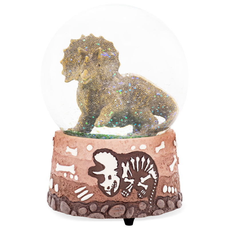Triceratops Fossils Brown 5.5 x 3.9 Resin Stone Glitter Globe Plays Born Free