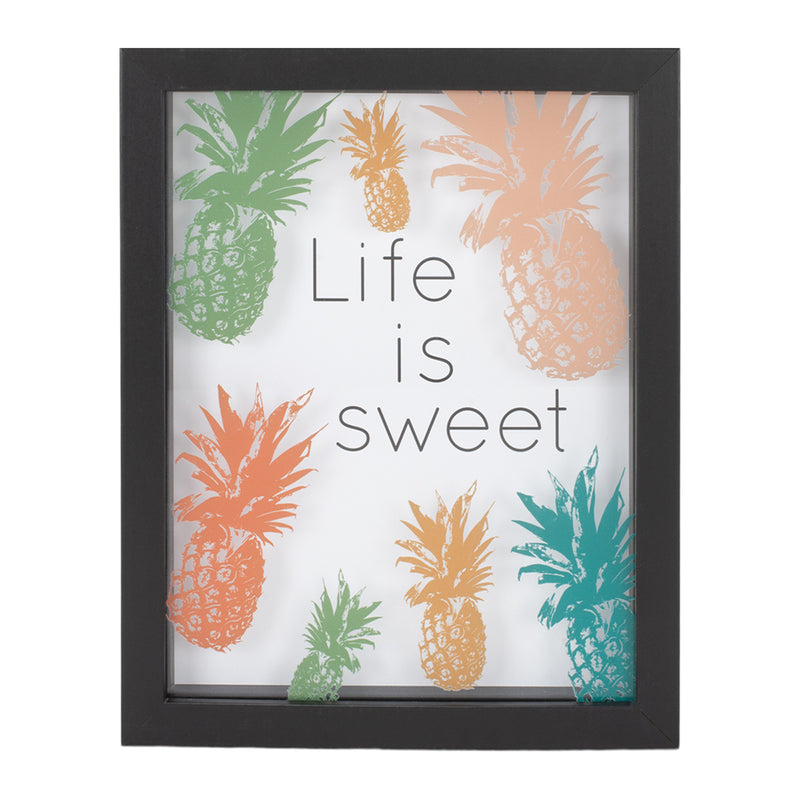 Life Is Sweet Orange Pineapple 8 x 10 Wood Framed Wall Tabletop Sign