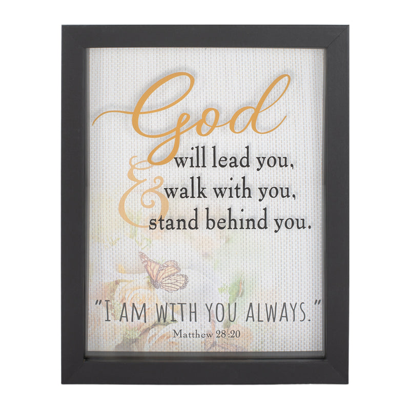 Lead Walk Stand Behind You Golden Butterfly 8 x 10 Wood Grain Framed Wall Tabletop Sign