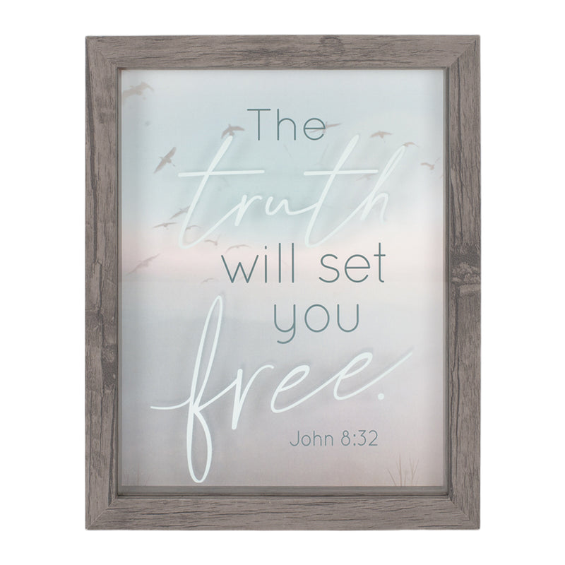 Truth Will Set Your Free Ocean Blue 8 x 10 Wood Grain Framed Wall Tabletop Sign