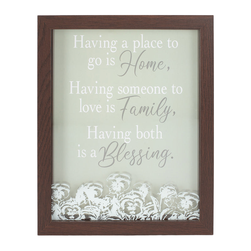 Home Family Blessing White Floral 8 x 10 Wood Grain Framed Wall Tabletop Sign