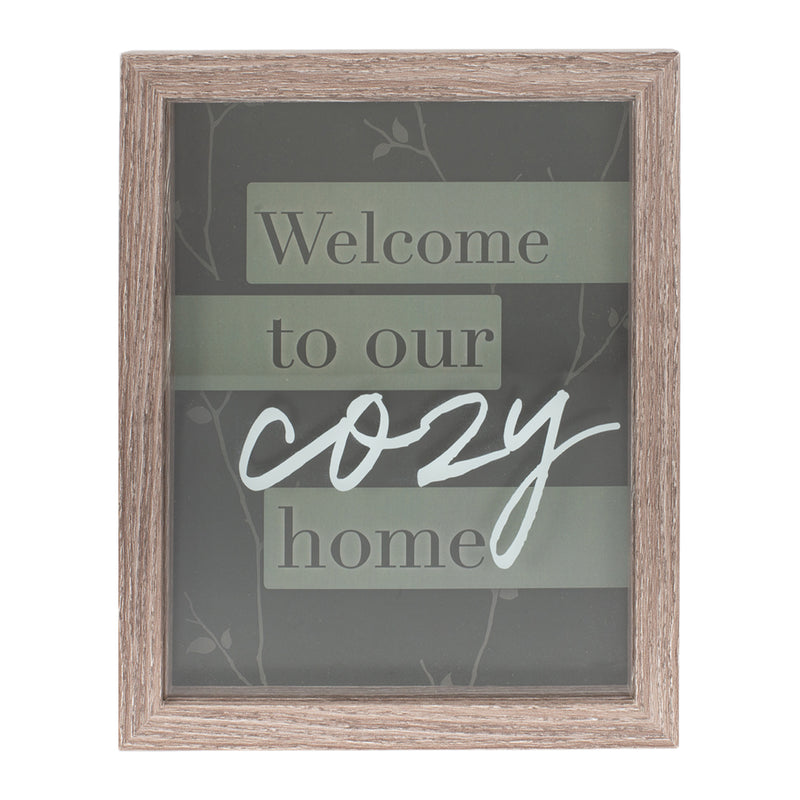 Welcome To Our Cozy Home Green 8 x 10 Wood Grain Framed Wall Tabletop Sign