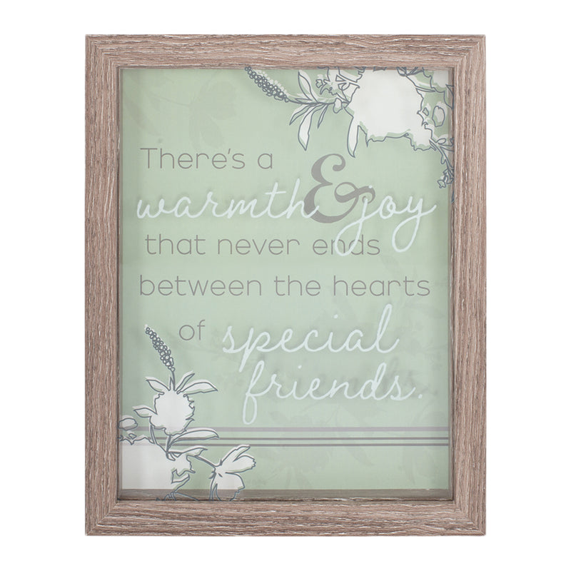 Warmth Joy Between Friends Hearts Green 8 x 10 Wood Grain Framed Wall Tabletop Sign