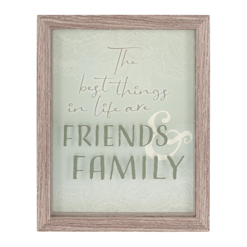 Best Things In Life Friends Family Green 8 x 10 Wood Grain Framed Wall Tabletop Sign