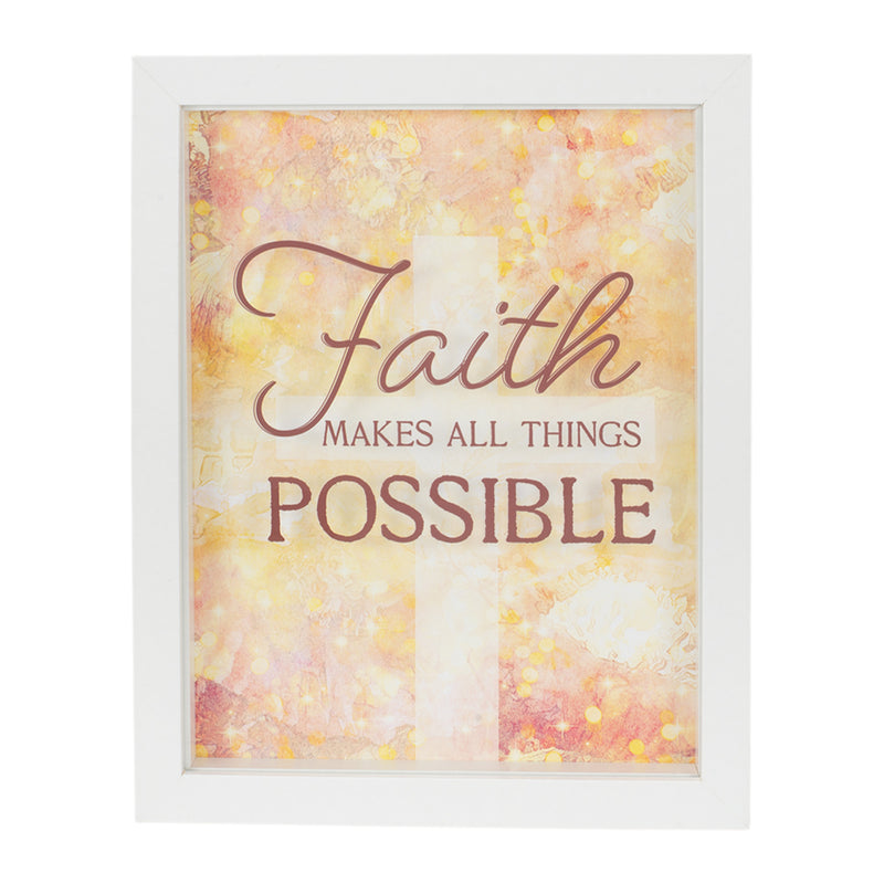 Faith Makes All Things Possible Watercolor Orange 8 x 10 Wood Framed Wall Tabletop Sign