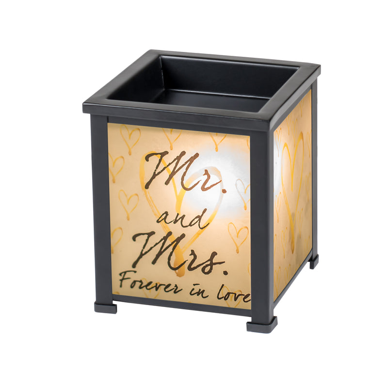 Mr. And Mrs. Forever Black Metal Electrical Wax Tart and Oil Glass Lantern Warmer