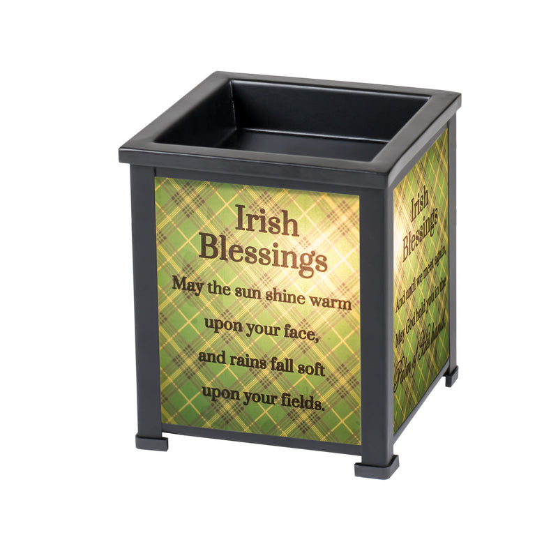 Irish Blessings Black Metal Electrical Wax Tart and Oil Glass Lantern Warmer