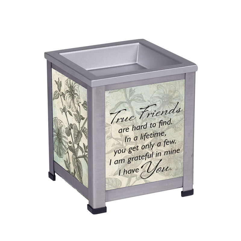 True Friends Are Hard to Find Silver Tone Metal Electrical Wax Tart and Oil Glass Warmer