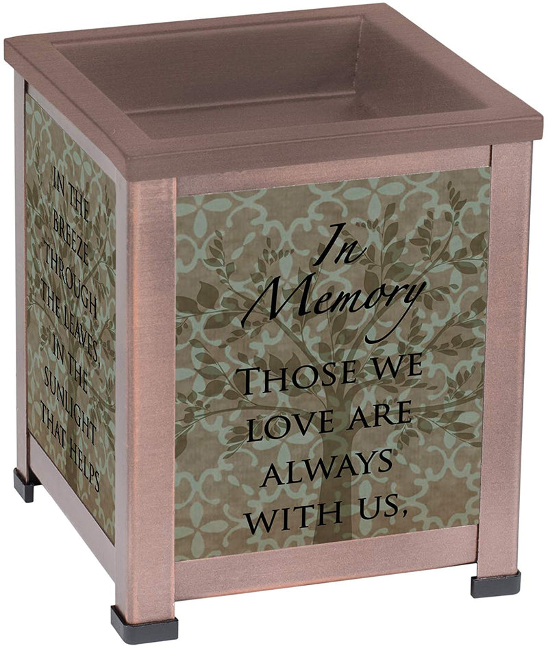 in Memory They Live On Bereavement Copper Tone Metal Electrical Wax Tart and Oil Glass Warmer