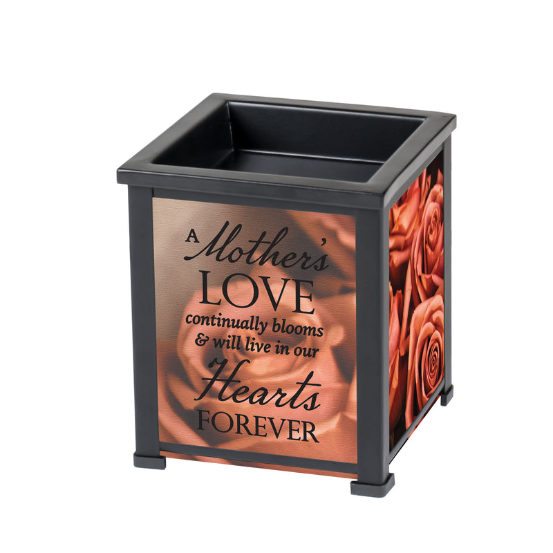 A Mother's Love Bereavement Sentiment Black Metal Electrical Wax Tart and Oil Glass Warmer