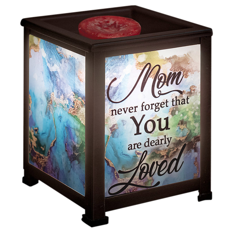 Mom You are Dearly Loved Black Metal Electrical Wax Tart & Oil Glass Lantern Warmer