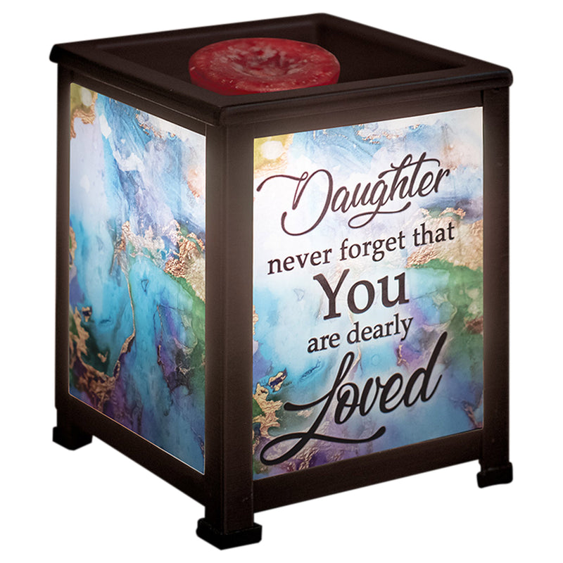 Daughter You are Dearly Loved Black Metal Electrical Wax Tart & Oil Glass Lantern Warmer