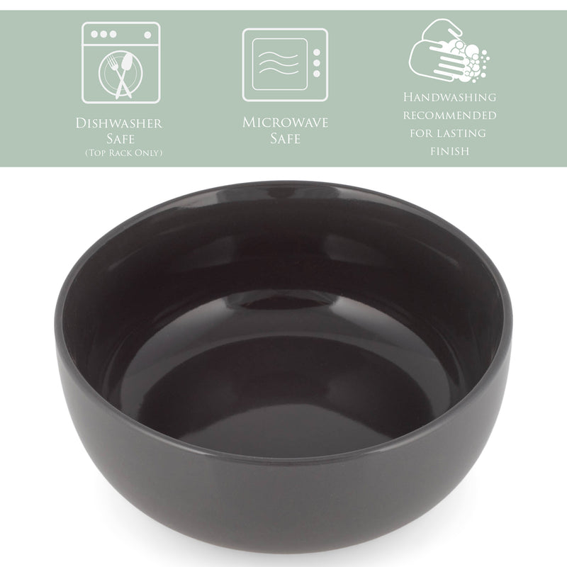Elanze Designs Bistro Ceramic 8.5 inch Pasta Bowls Set of 2, Charcoal Grey