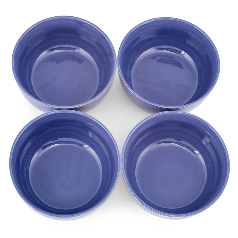 Elanze Designs Bistro Glossy Ceramic 7 inch Cereal Salad Bowls Set of 4, Purple
