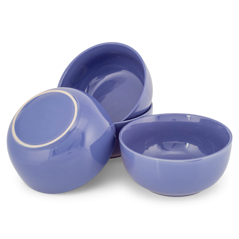 Elanze Designs Bistro Glossy Ceramic 7 inch Cereal Salad Bowls Set of 4, Purple
