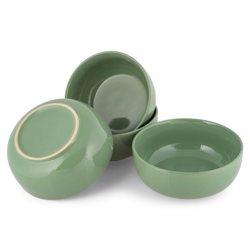 Elanze Designs Bistro Ceramic 7 inch Cereal Salad Bowls Set of 4, Sage Green