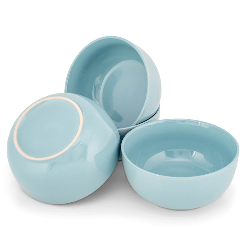 Elanze Designs Bistro Glossy Ceramic 6.5 inch Soup Bowls Set of 4, Ice Blue