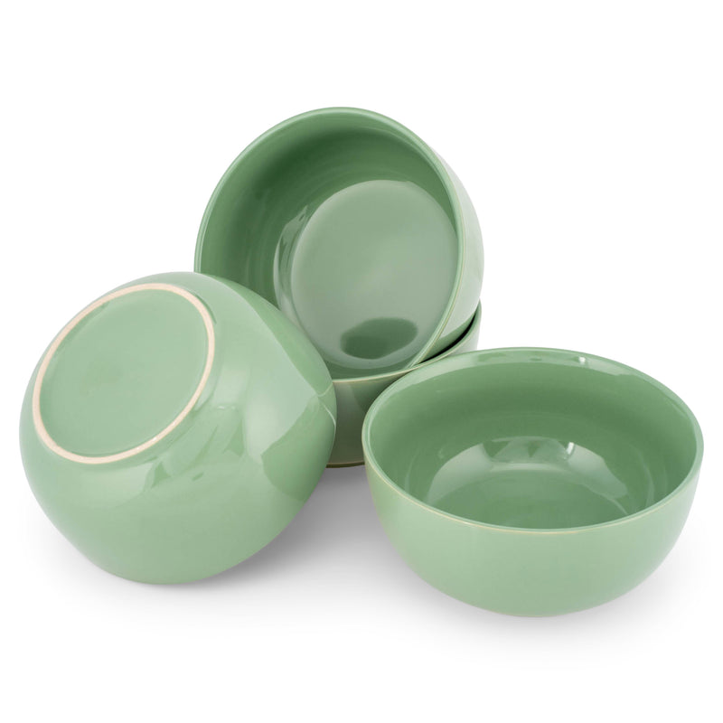 Elanze Designs Bistro Glossy Ceramic 6.5 inch Soup Bowls Set of 4, Sage Green