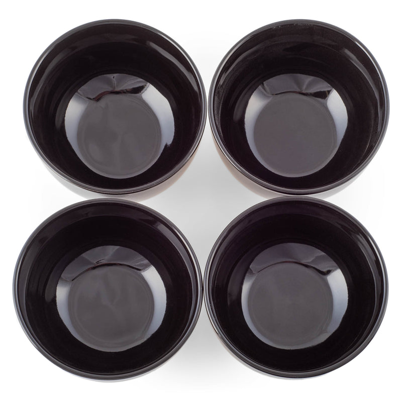 Elanze Designs Bistro Glossy Ceramic 4 inch Dessert Bowls Set of 4, Black