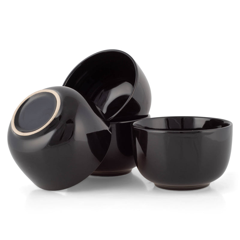 Elanze Designs Bistro Glossy Ceramic 4 inch Dessert Bowls Set of 4, Black
