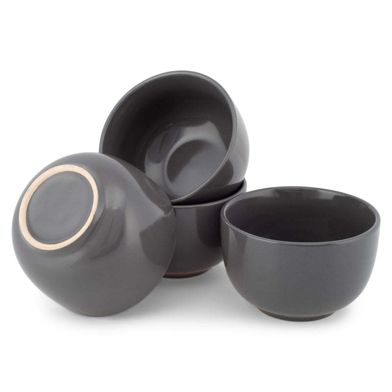 Elanze Designs Bistro Ceramic 4 inch Dessert Bowls Set of 4, Charcoal Grey