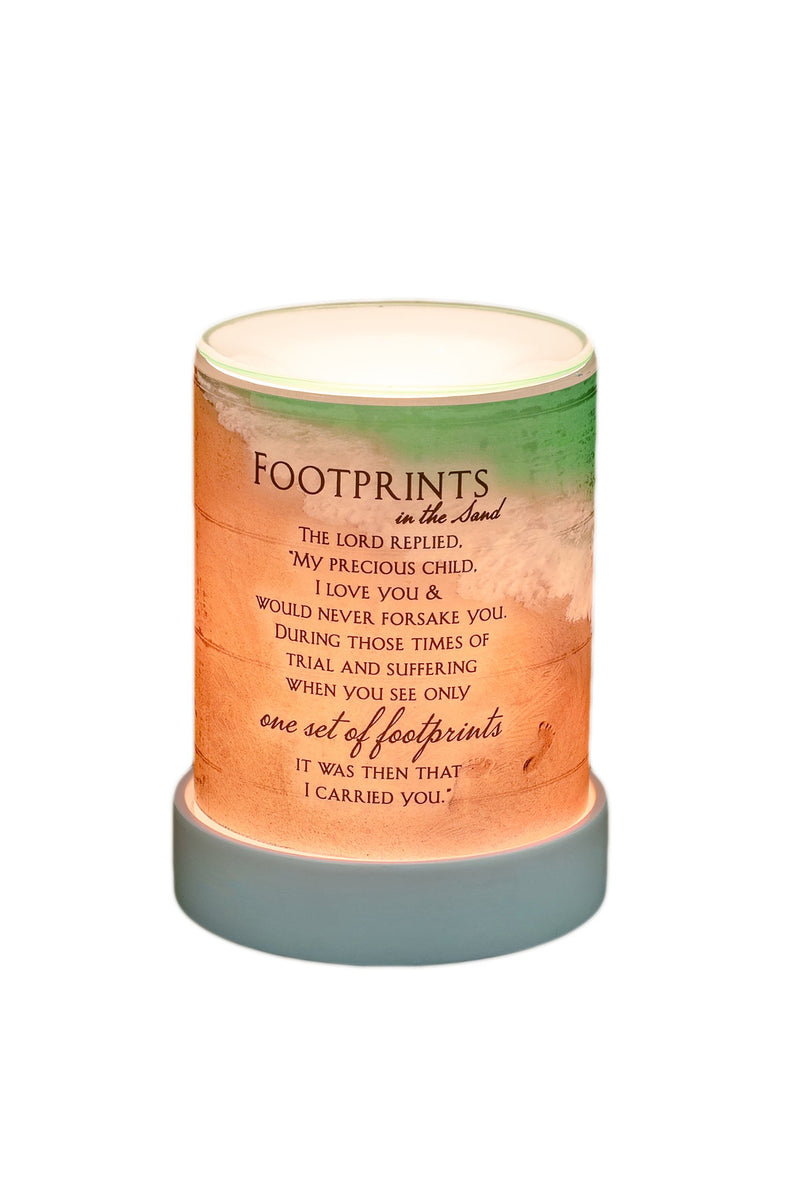 Footprints In The Sand Poem Frosted Glass Illuminated Scent Warmer