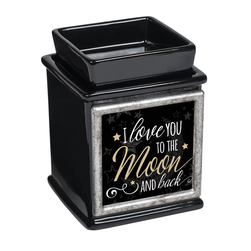 Love You To The Moon Ceramic Glossy Black Interchangeable Photo Frame Candle Wax Oil Warmer