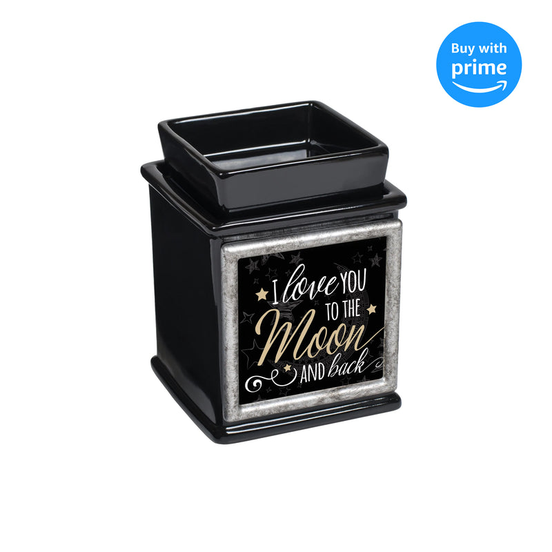 Love You To The Moon Ceramic Glossy Black Interchangeable Photo Frame Candle Wax Oil Warmer