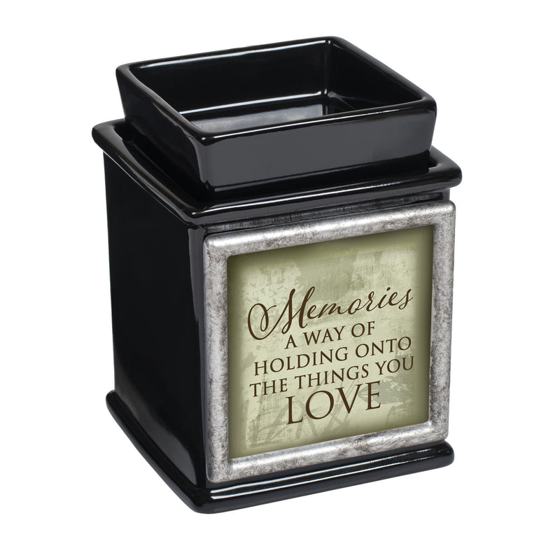 Memories Holding Love Ceramic Glossy Black Interchangeable Photo Frame Candle Wax Oil Warmer
