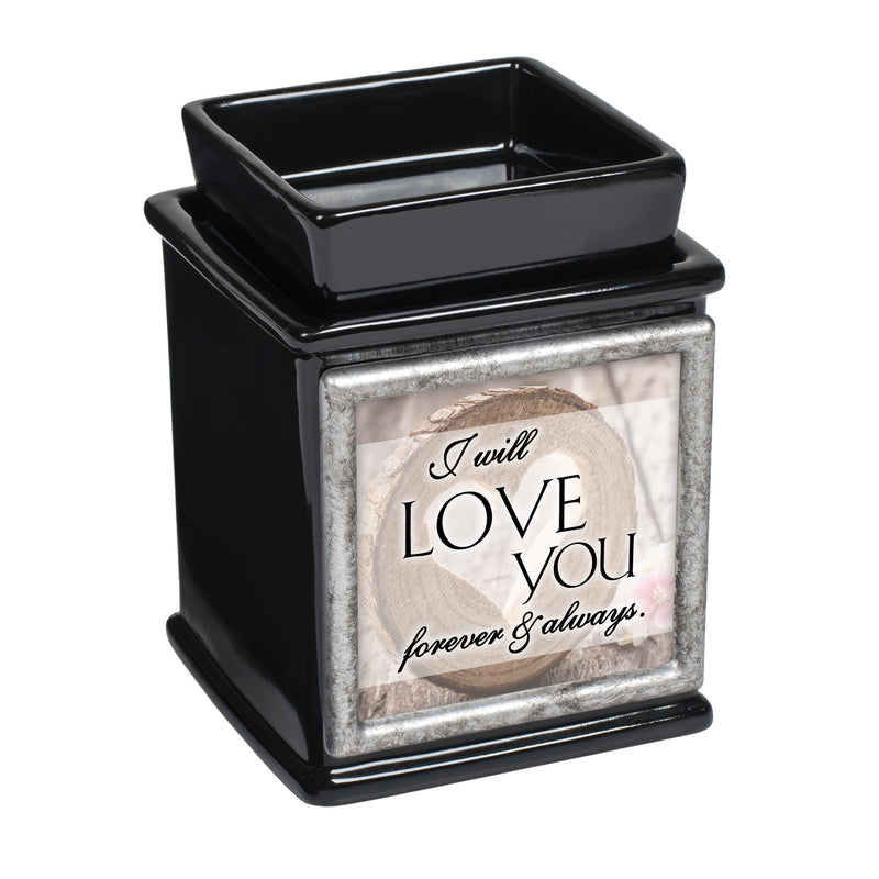 I Will Love You Forever Always Glossy Black Interchangeable Photo Frame Candle Wax Oil Warmer